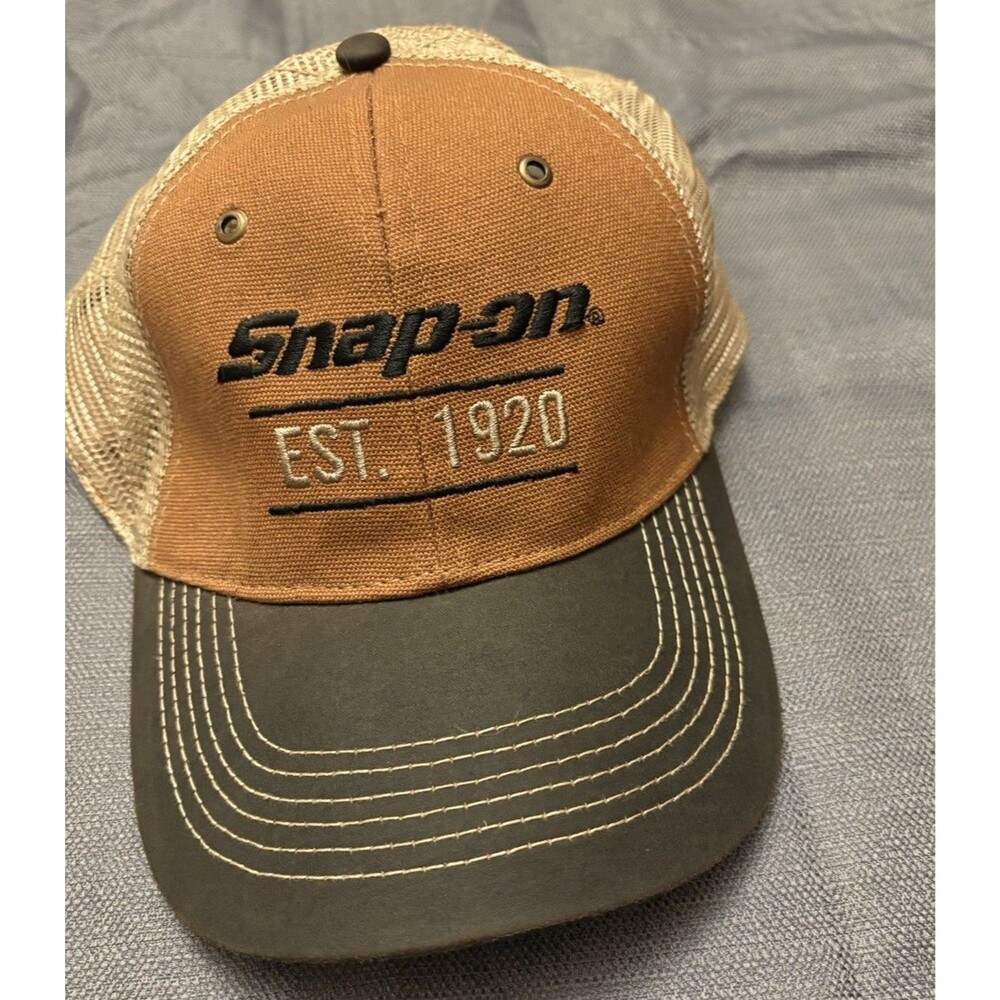 Snap On Tools Baseball Cap Strapback Hat Est 1920 Brown Mesh Back Adjustable